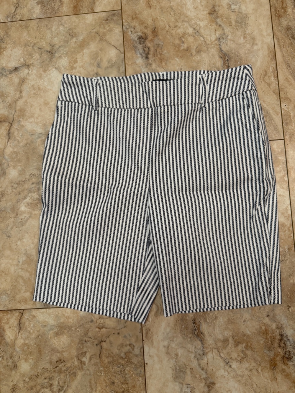 Hilary Radley Navy and White Striped Shorts